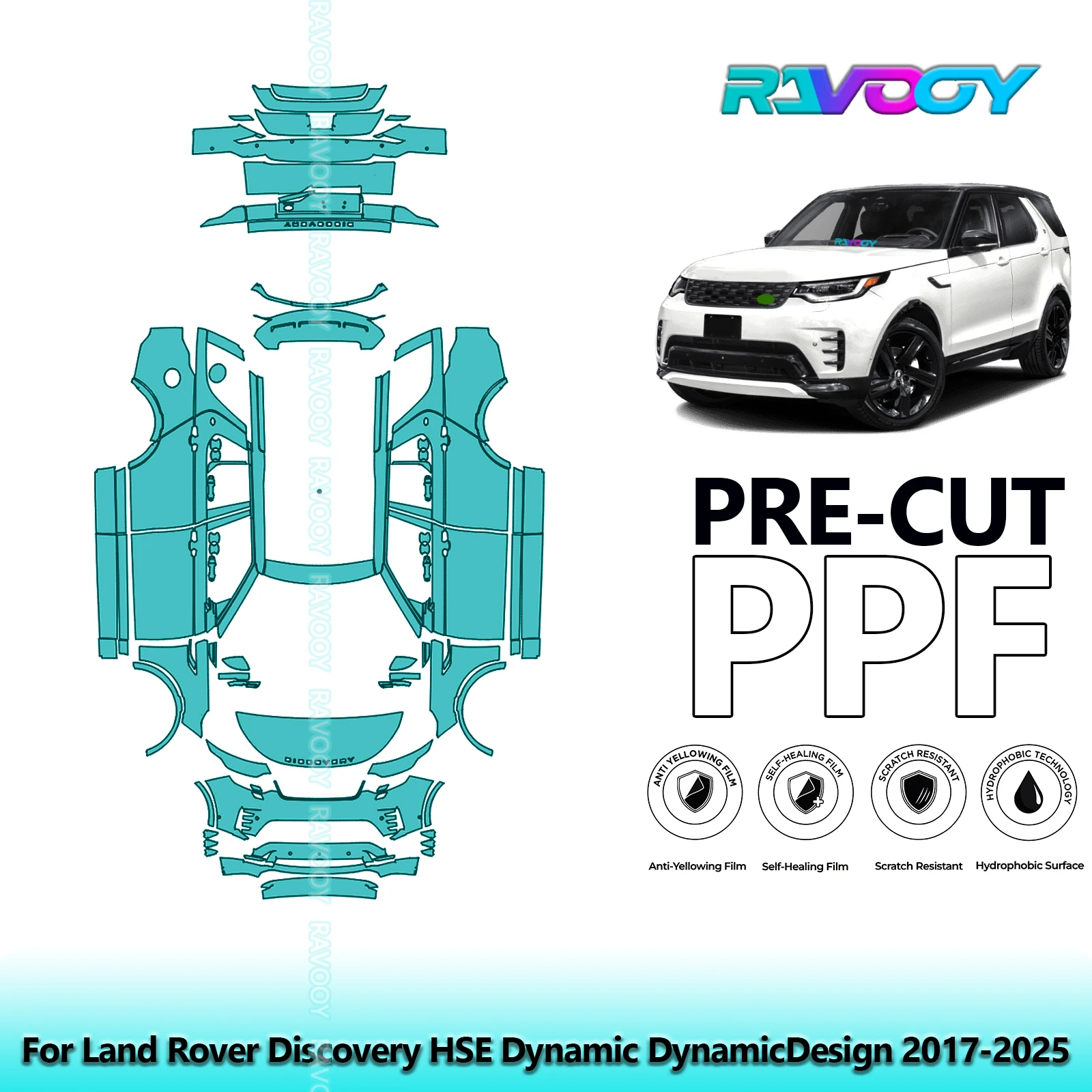 8,5-метрова повна автомобільна попередньо нарізана плівка для захисту фарби PPF для Land Rover Discovery HSE Dynamic DynamicDesign 2017-2025