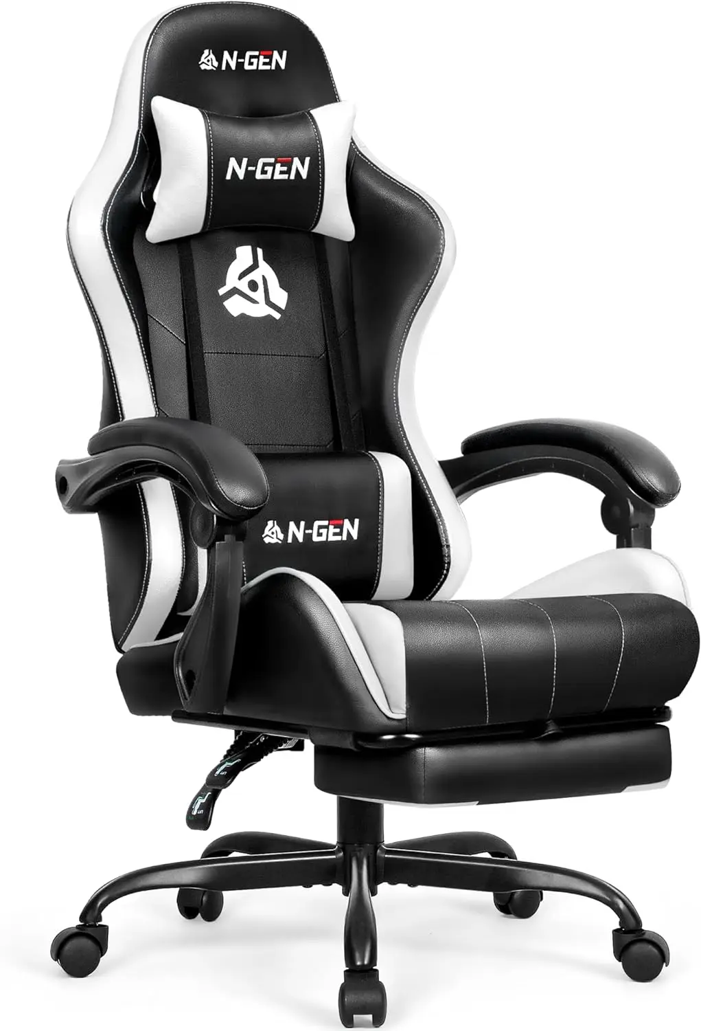 N-GEN Video Gaming Chair with Footrest High Back Ergonomic Comfortable Office Computer Desk with Lumbar Support Height Adjustabl