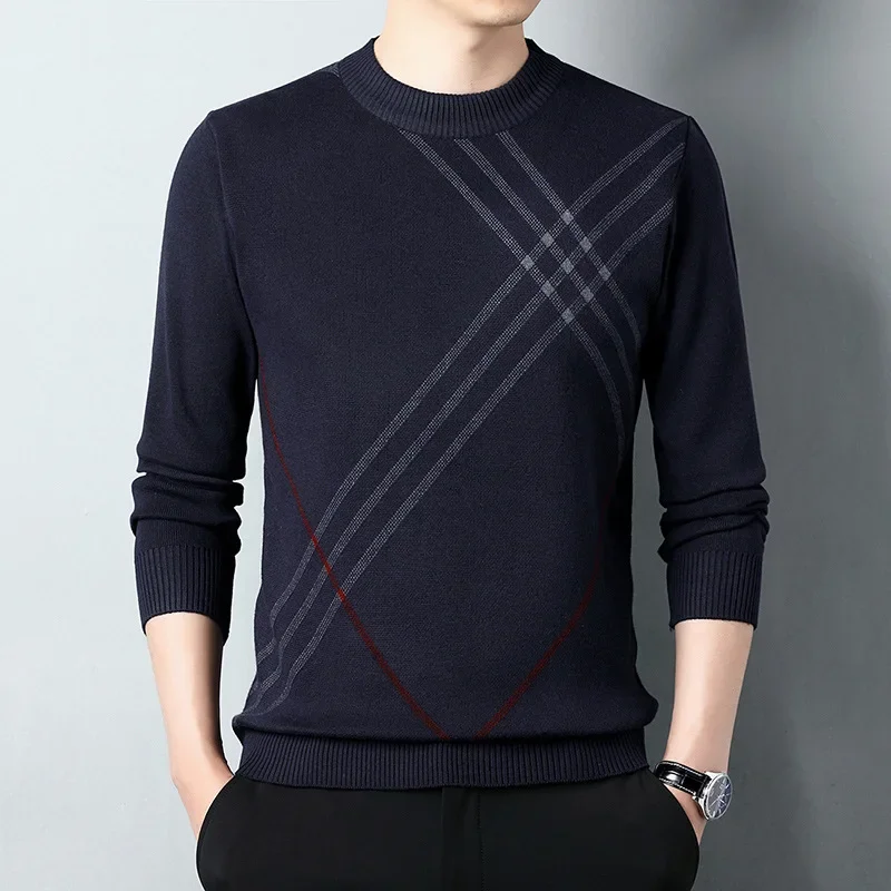 2024 Brand New Men's Sweater Round Neck Men Sweaters Knit Pullovers for Male Youth Slim Knitwear Man Sweater 48 Colors 2