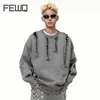 FEWQ High Street Woolen Design Round Neck Men's Sweater Autumn Winter American Male Pullover Long Sleeve Casual 24E5351 1