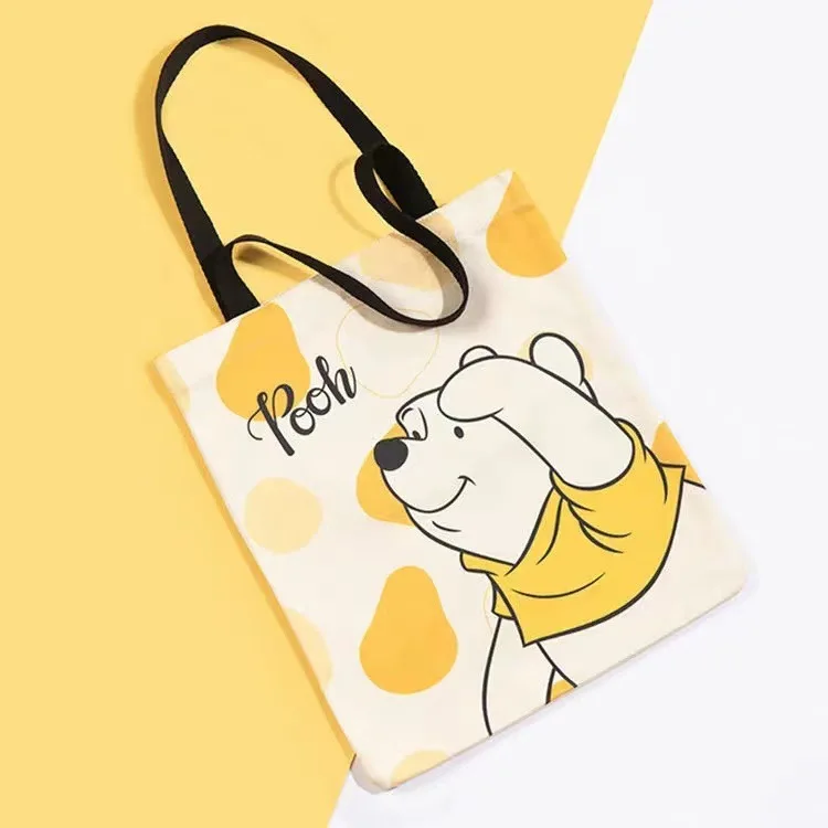 

Pooh Bear Bag Peripheral Cartoon Women's Canvas Bag Shoulder Large Capacity Work Portable Illustration Canvas Bag Artistic Cute