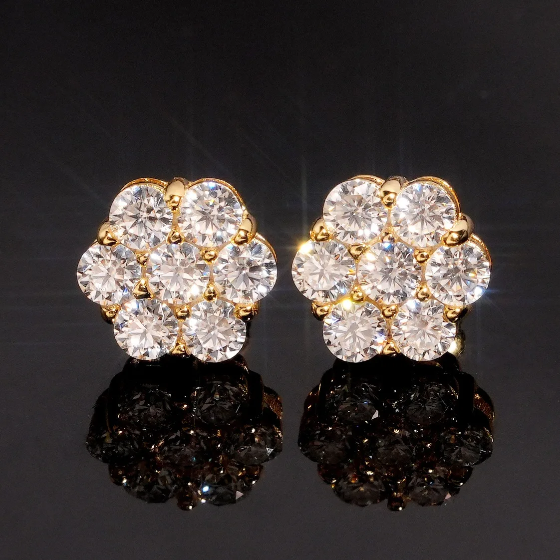 Hip Hop Iced 9 mm bunte Moissanit-Blumen-Ohrringe mit Schraubverschluss aus 925er-Sterlingsilber für Mädchen und Männer, bestehen Sie den Diamanttester mit Gra – Detail 7