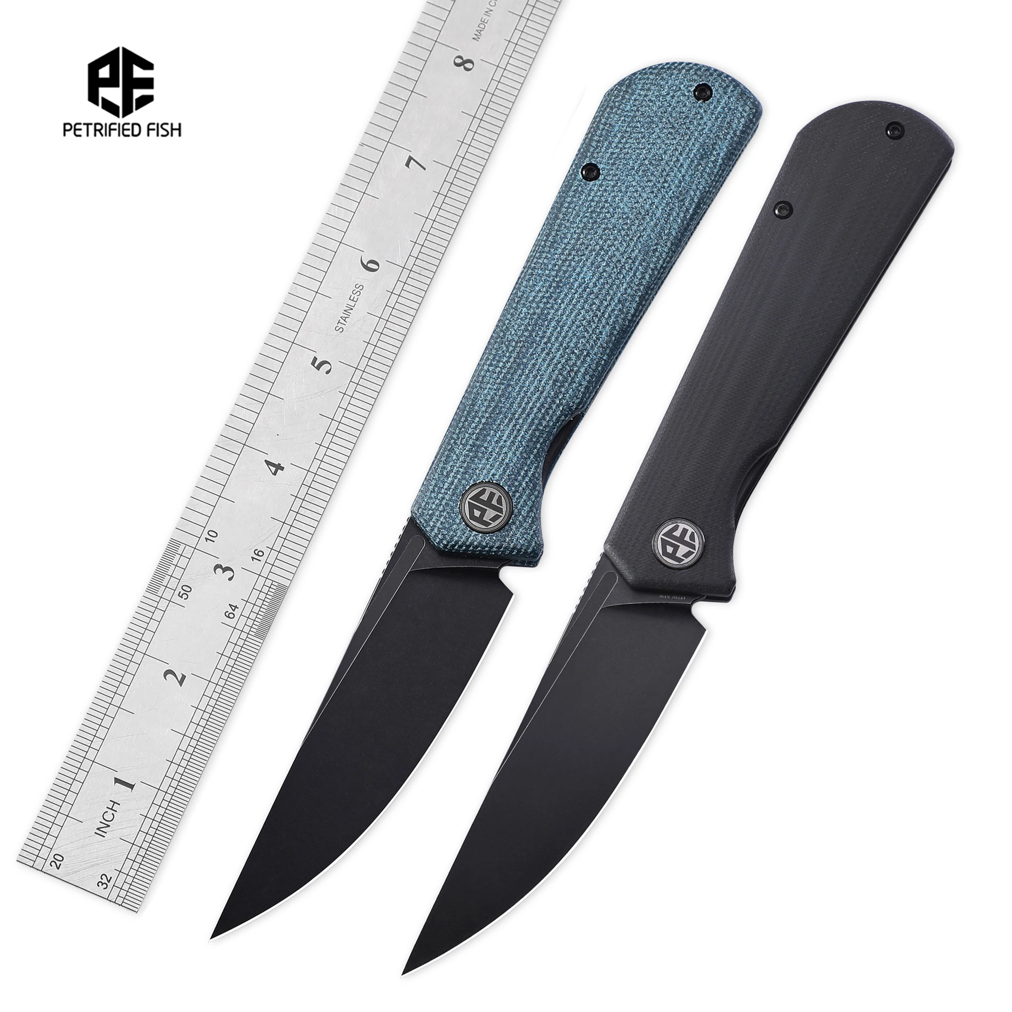 https://ae01.alicdn.com/kf/S3fa2ff163cb44fc68a7d28dafae8ea10e/Petrified-Fish-PFP07-K110-Satin-Stonewashed-Blade-Ceramic-Ball-Bearing-G10-Micarta-Handle-Knives-EDC-Outdoor.jpg