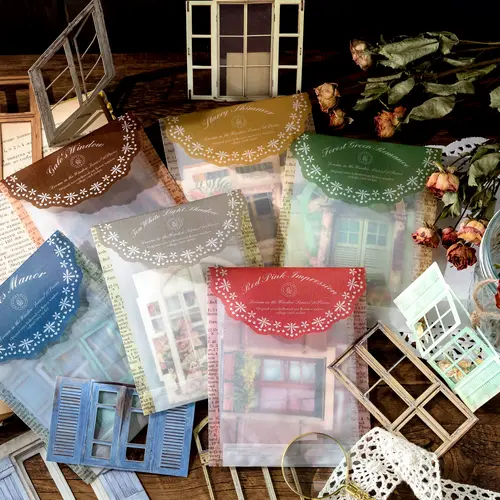 10 Sheets Vintage Hollow Door Window Sticker Diy Diary Decoration Plant Flower INS Sticker Album Scrapbooking Kawaii Stationery - Image 3