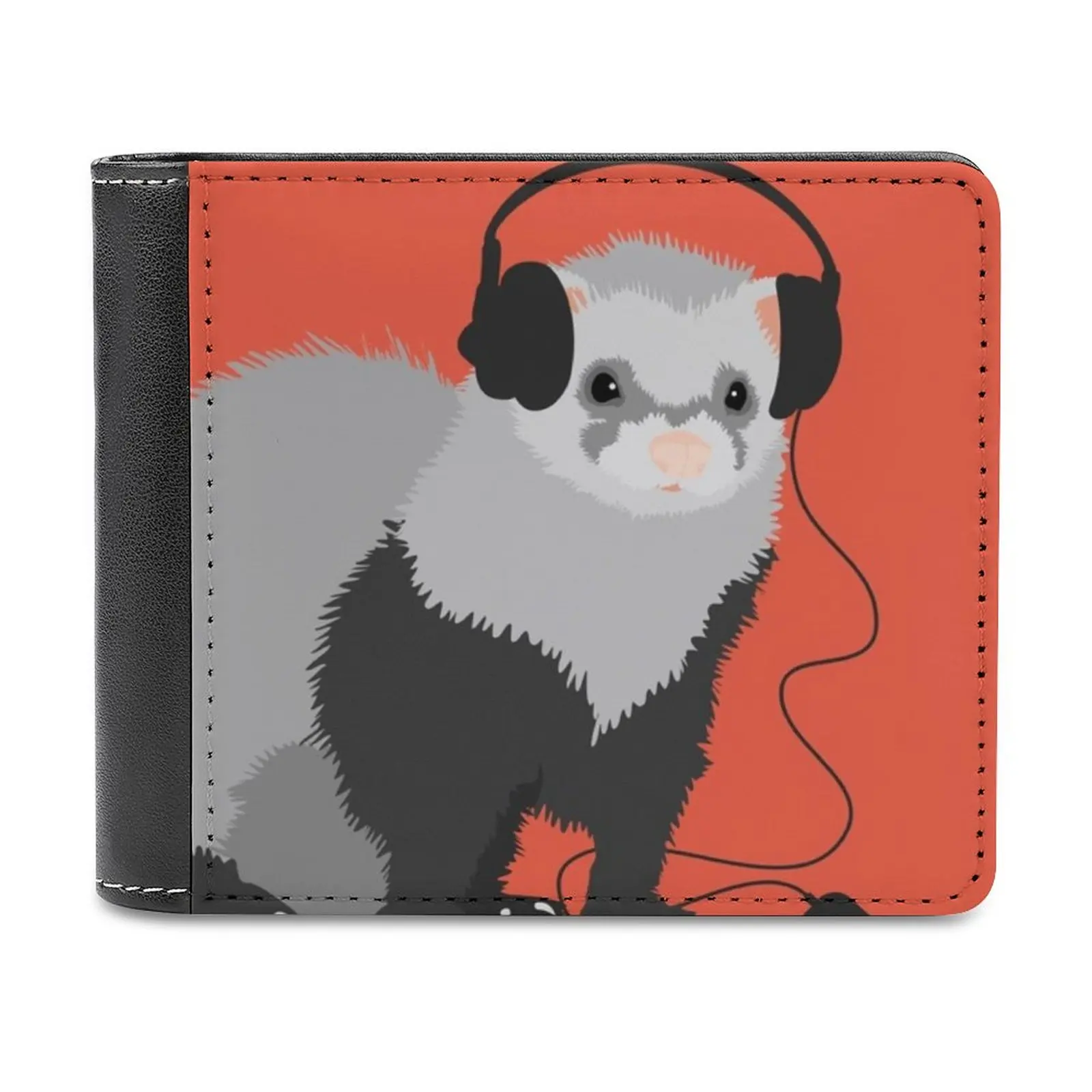 

Забавные мужские кошельки с музыкальным хорьком, новые мужские кошельки из искусственной кожи, мужской кошелек высокого качества, симпатичный хорьк хорька, музыка, животное, черный фут