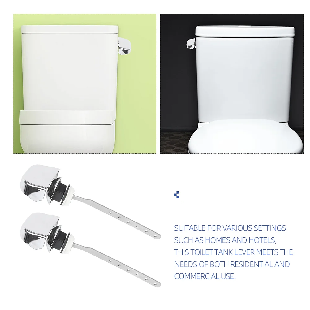 2 Pcs Universal Toilet Tank Lever Handle Replacement Side Mount Flush Button For Bathroom Fixture With Durable Abs