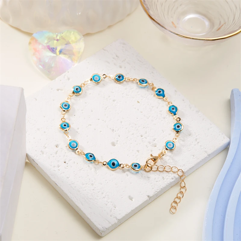 Klassische blaue böse Blick Fußkettchen für Frauen runde Bein kette bunte Harz Auge Perlen Fußkettchen Armband Sommer Strand Fuß Schmuck Geschenk – Detail 17