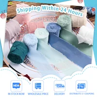 Cinta Gasa Deshilachada 5 Meters Wide 3.8 Cm Green Chiffon Silk Ribbon Flower Bouquet Wrap Decoration Frayed Edge Chiffon Ribbon
