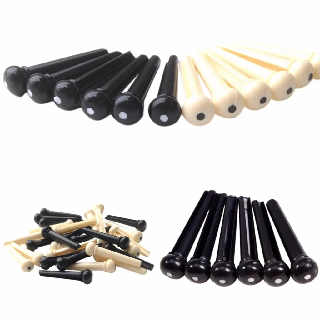 2019 Hot Bridge Pin Saddle For Acoustic Guitar White Black PVC Guitarra Musical Instrument 6Pcs/lot
