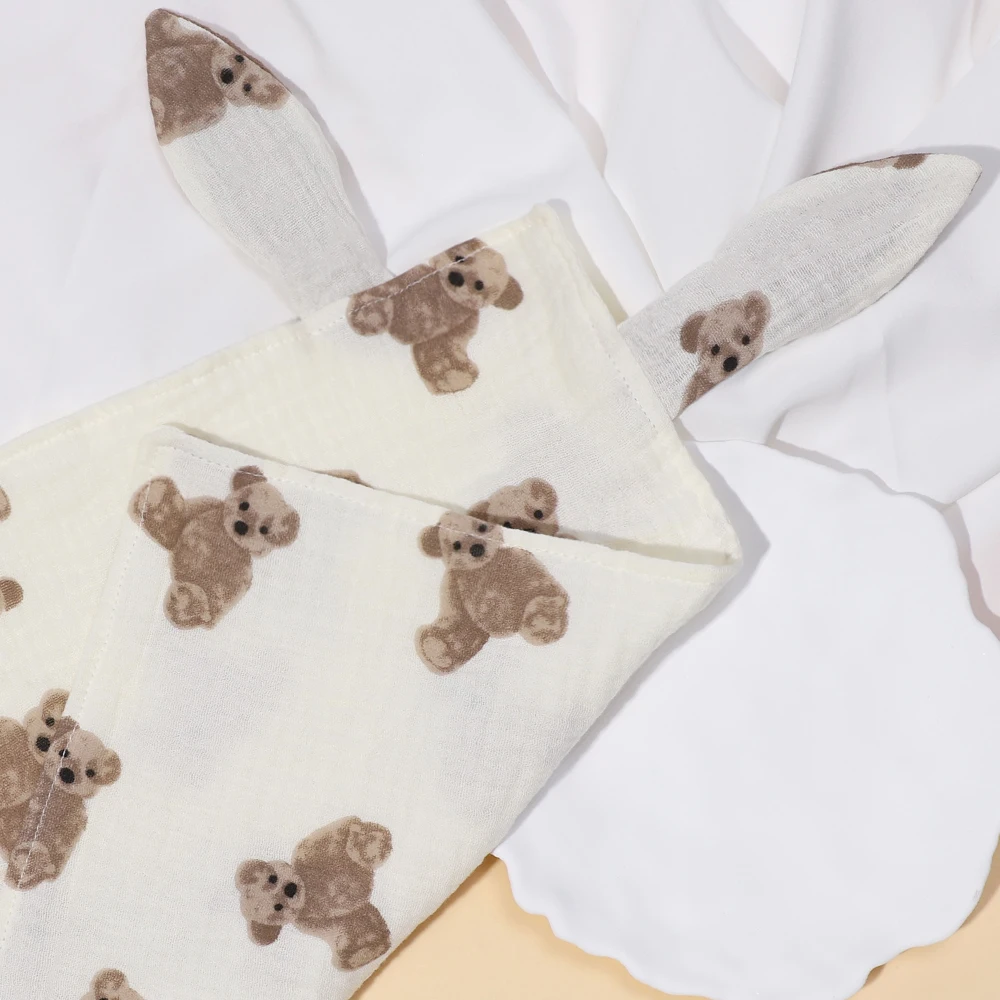 

Baby Toddler Comforter Little Bunny Ears Printed Bear Pattern Cute Baby Gift Baby Bib Cute Blanket Children's Accessories