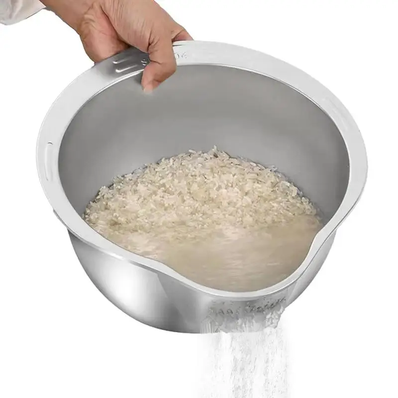 

Rice Washing Bowl Fruit And Vegetable Strainer Kitchen Tools Stainless Steel Bowl Drainer Home Kitchen Basket Accessories
