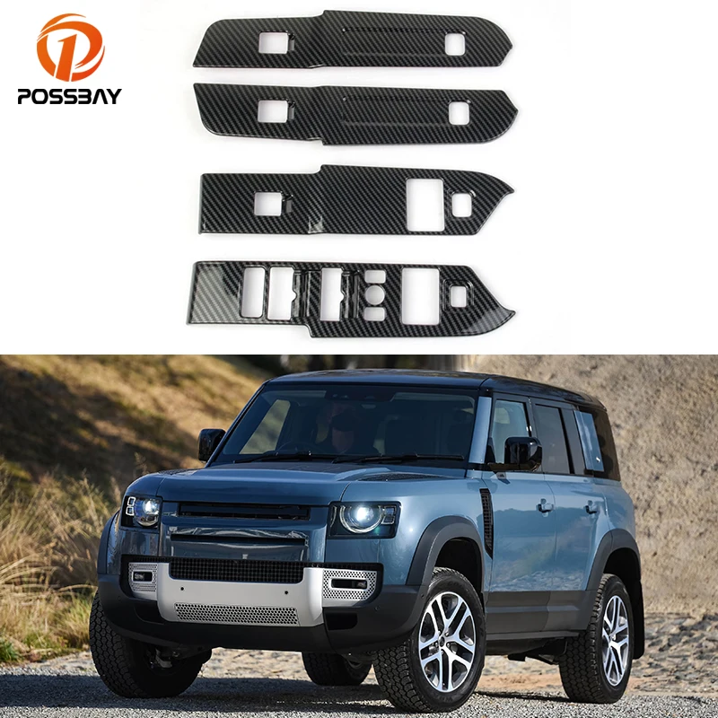 

Car Inner Carbon Fiber Window Switch Panel Cover Trim Interior Mouldings for Land Rover Defender 110 2020-2021 Auto Accessories