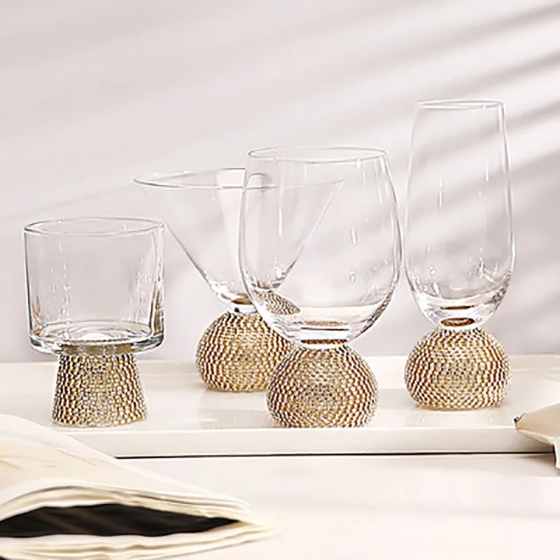 Diamond Glass Cup Wine Glasses European Style Glass Cup Cocktail Glass Champagne Whiskey Cup Bar Party Wedding Goblet Gift