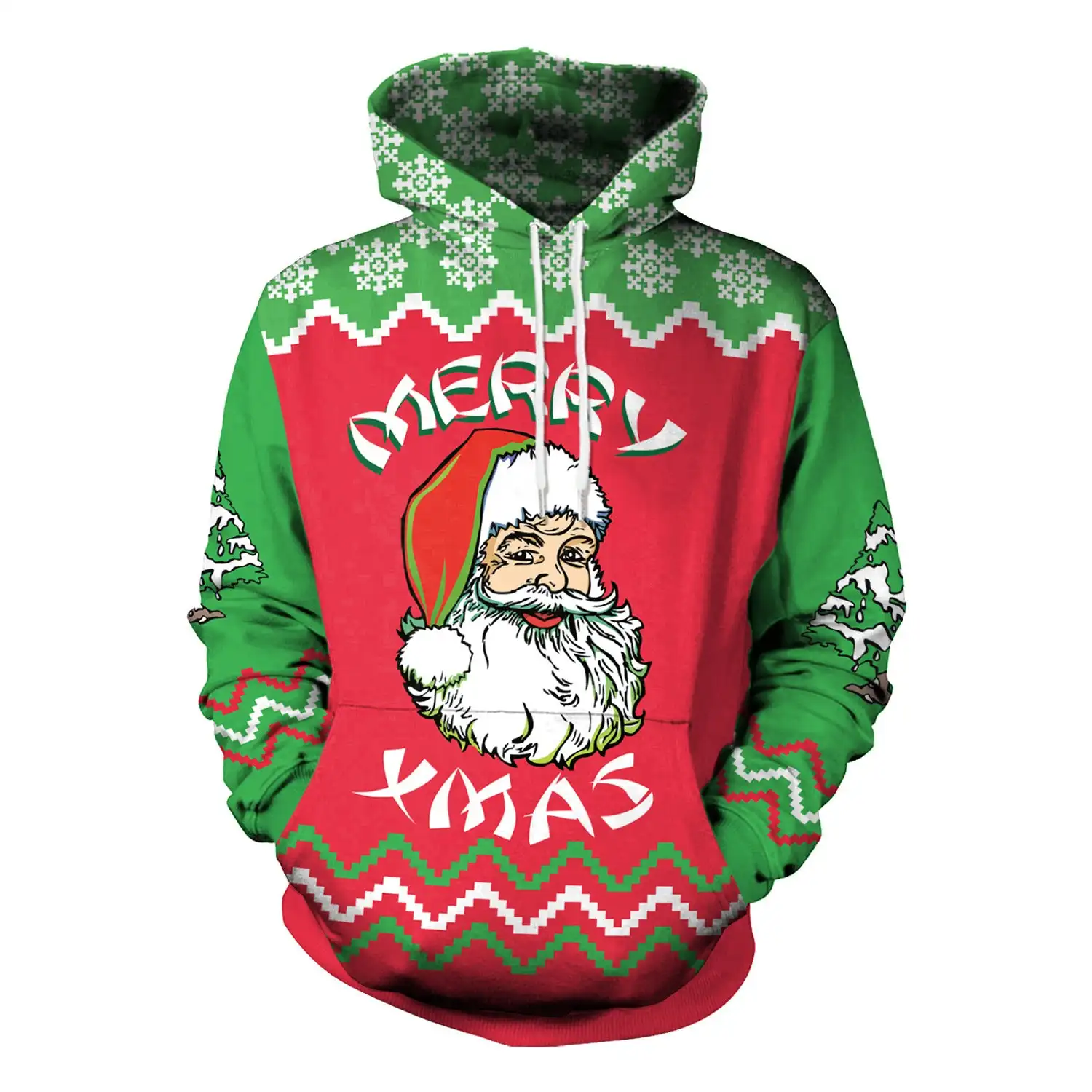 

2023 Men's Vintage Hooded Sweater Loose O-Neck Santa Claus 3D Pattern Sweater Street Casual Top and Men's Hooded Sweater