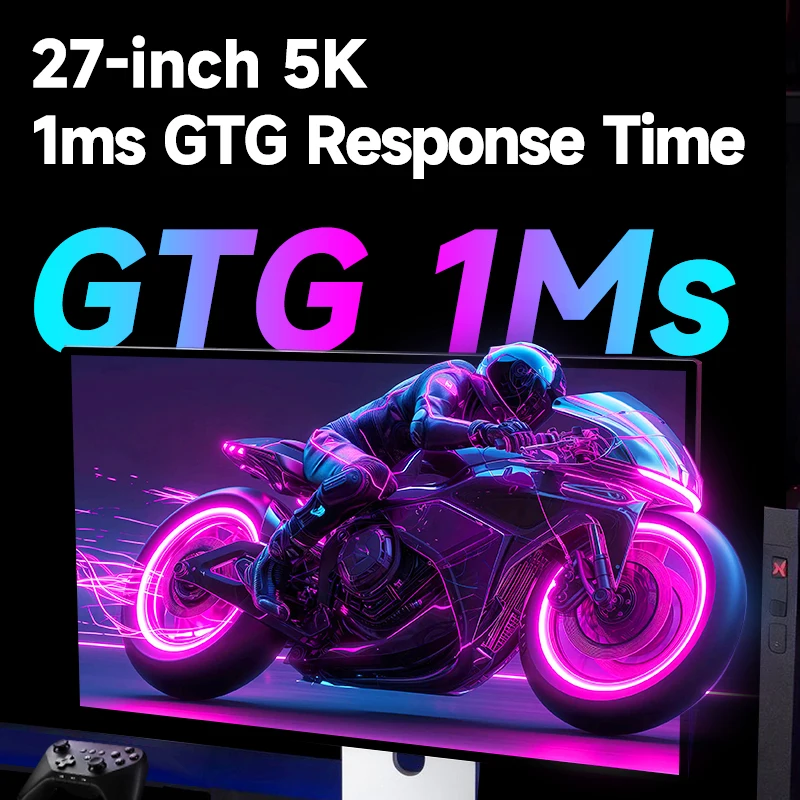 KUYCON P27Z 27인치 5K 180Hz 멋진 사운드와 비전을 제공하는 트리플 스크린 모니터, 게이밍 데스크탑용 알루미늄 수직 모니터