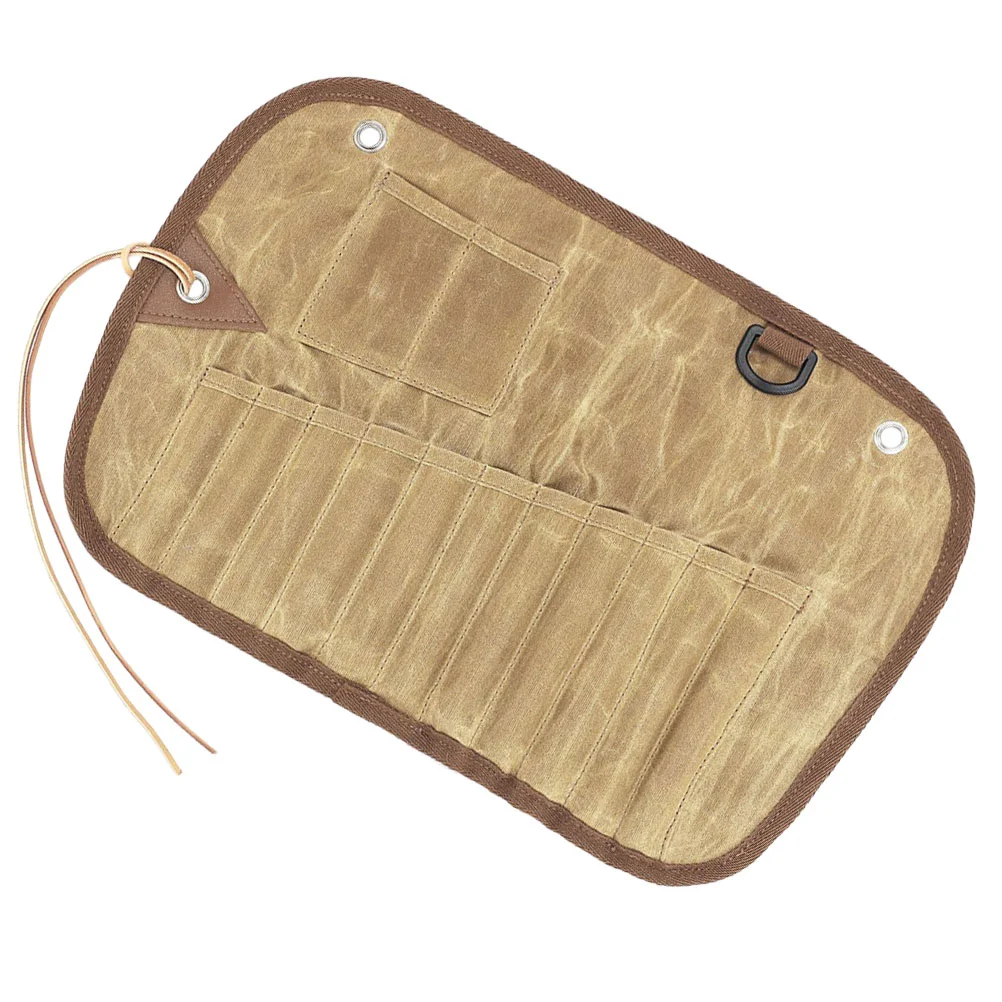 

Camping Roll Flatware Bag Cutlery Canvas Bag Camping Tableware Organizer Rolling Cutlery Bag