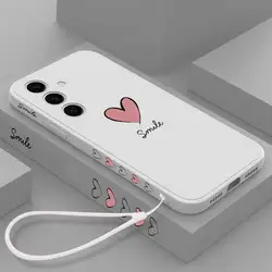 Elegant Liquid Lanyard Silicone Phone Case - Simple Love Collection - Samsung S25Ultra (White)