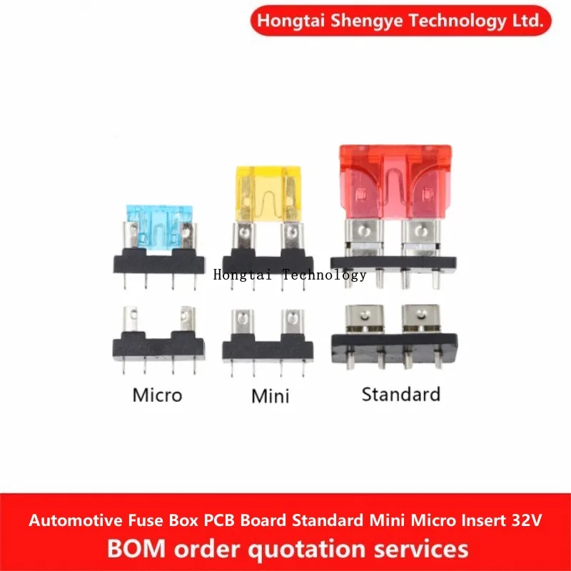 Car Fuse Holder PCB Board Standard Mini Micro Small Blade Auto Automotive Boat 32V Solder insertion for PCB board safety clips