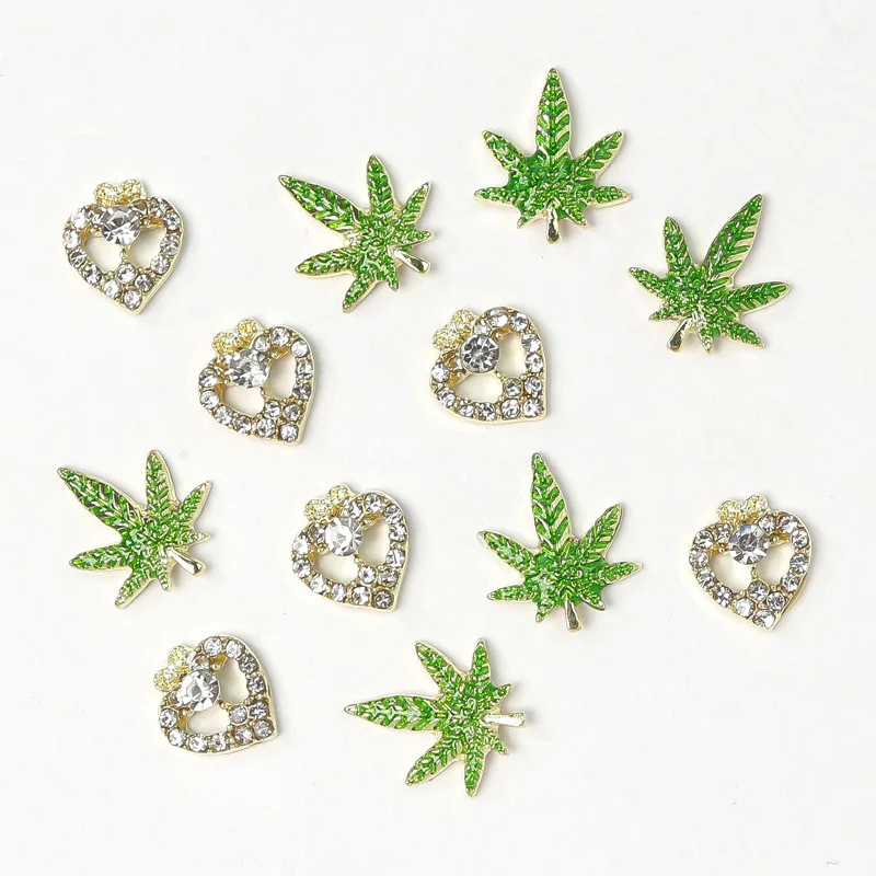 

10Pcs Metal Leaf Exquisite Nail Charms Maple Leaves Nail Parts Alloy 3D Nail Art Decorations Manicure DIY Rhinestone Accessories
