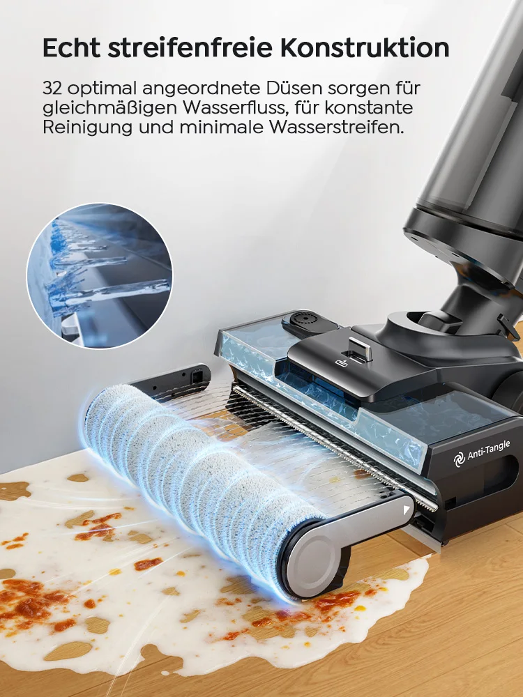 Laresar S7 Pro Kabelloser Nass- und Trockenstaubsauger, Wischmop, Lay-Flat-Reinigung, 5-Min-Schnelltrocknung, 80°C Selbstreinigung, 19000 Pa Saugleistung, Anti-Verheddern, 50 Min Laufzeit, Bodenreiniger für Zuhause – Detail 5