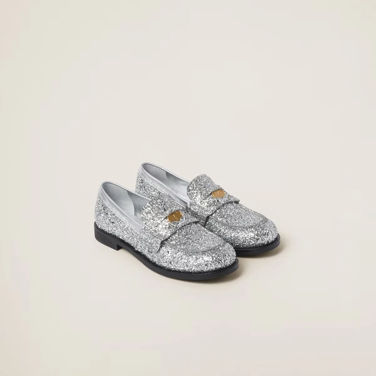

Women's Shoes Glitter Loafers Silver Coin Logo Brand Oeing 8882311281513