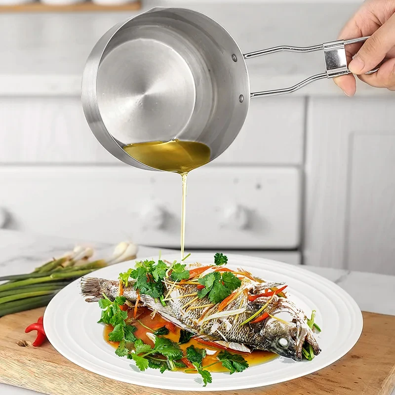 Kitchen Utensils, 430 Stainless Steel/Iron Nonstick, Deep Splash Oil Skillet, Compact and Convenient Outdoor Cooking Utensils