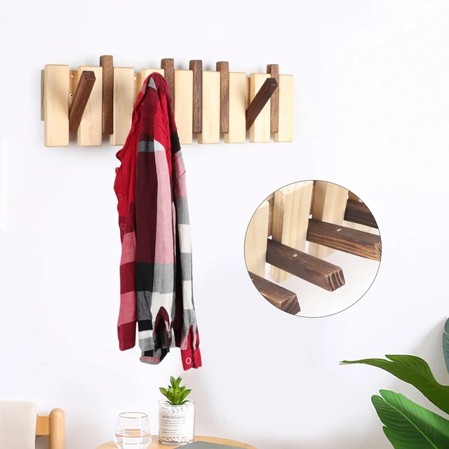 Wood Hanger Flip-Down Wall Mounted Clothes Rack Coat Hanger Coat Rack 8  Hooks Coat Rack Wood Hanger w/ Flip-Down Hooks Wall - AliExpress