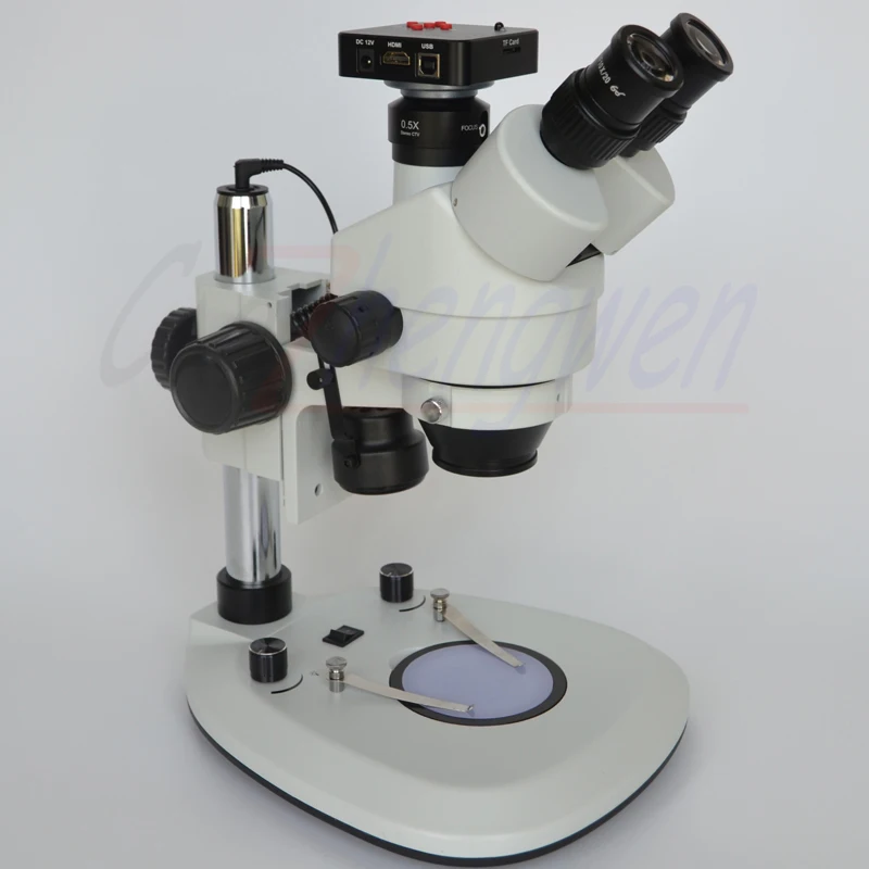 

FYSCOPE 7X-45X Track Pillar Stand Microscope 3.5X-90X Simul Focal Trinocular Microscopio with Dual LED Lights+38MP HDMI Camera