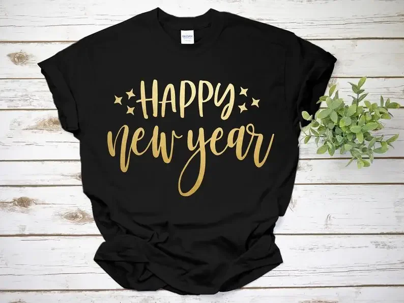 

Cheers To The New Year 2021Happy Shirts Aesthetic Funny Letter Cotton Women Tshirt Short Sleeve Top Tees Plus Size O Neck Unisex