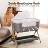 3 in 1 Baby Bassinet Bedside Sleeper, Breathable Mesh Safe Bedside Bassinet for Baby, Easy Assemble and Folding Portable Crib 4