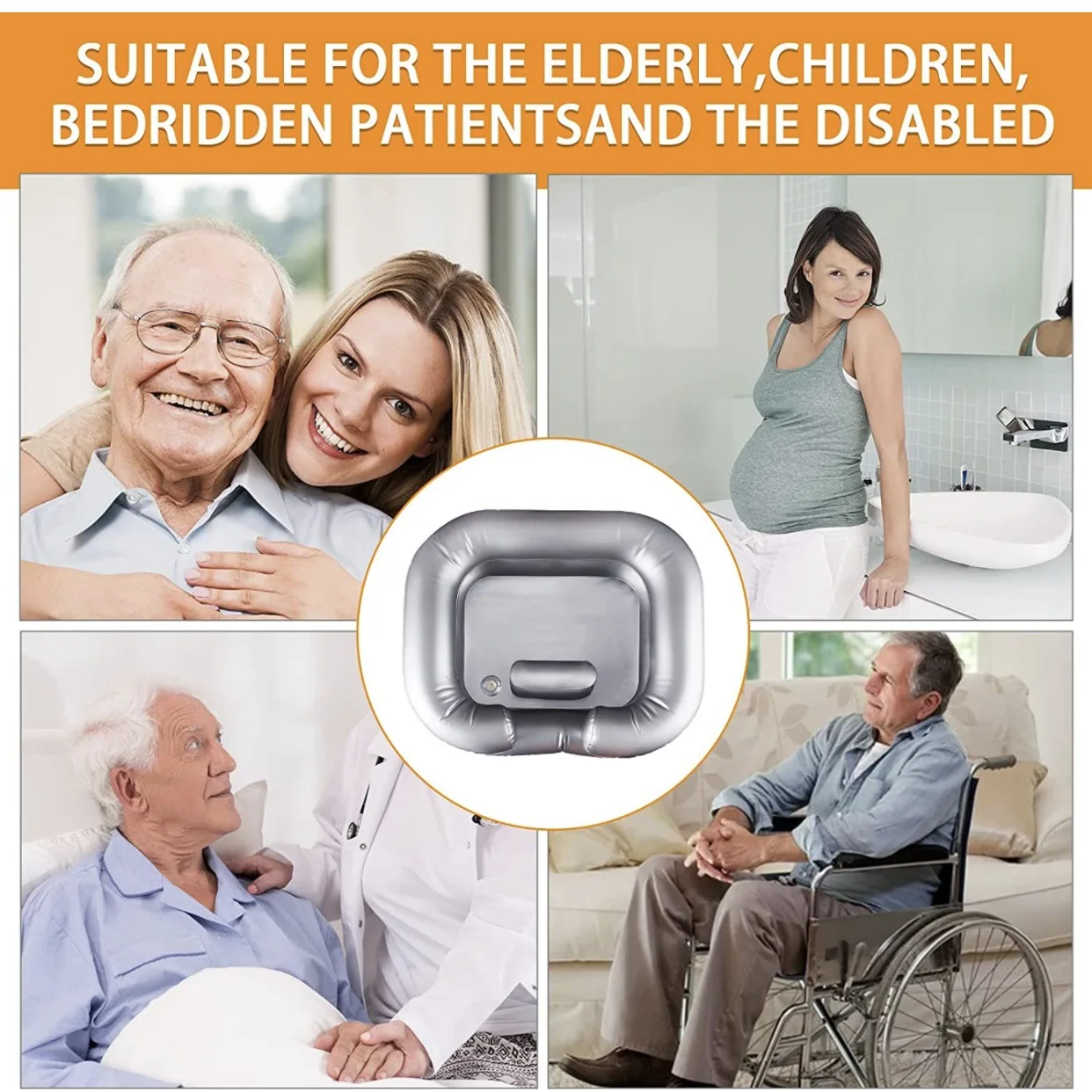 Hair Washing Basin Elderly Care Salon Hairdressing Disabled Handicapped Assistive Aid In Bed PVC Inflatable With Drain Tube