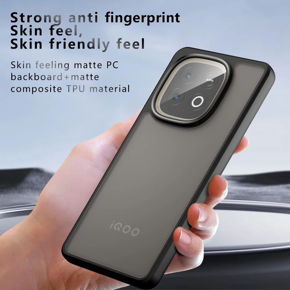Shockproof Frosted Matte Phone Case with Translucent Hard Plastic Back