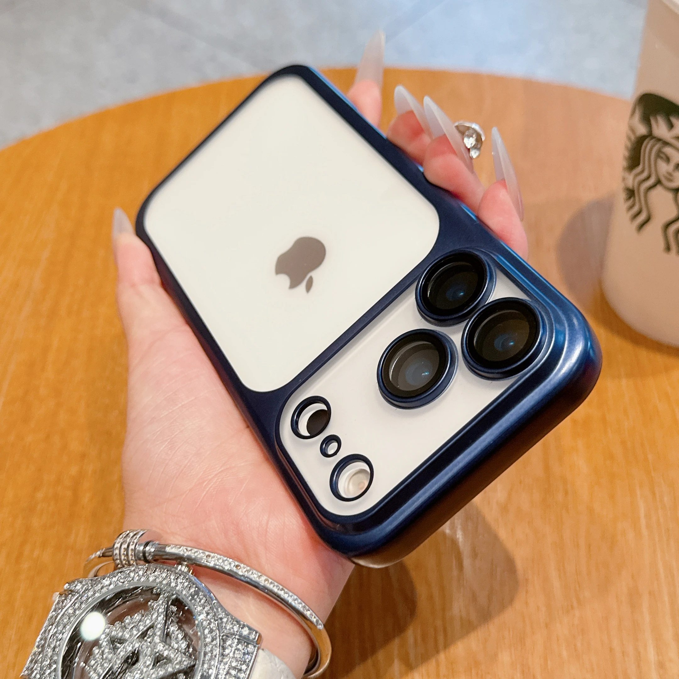 Transparent iPhone 17 Case - Hard Clear Cover with Plating Frame  Lens Film Protection