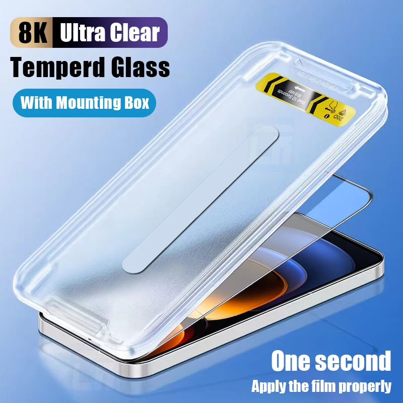 

One-click Installation Box Tempered Glass For Vivo iQOO 12 11 10 9 8 7 Screen Protector IQOO Neo 9 6 SE X50 X60 X70 X80 Y35 Y36