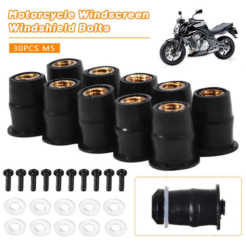motorcycle rivet nuts 10/30 Pieces Well Nut M5 5mm M6 Metric Rubber Motorcycle Windshield Rubber Rivet Nut with Accessories for Honda for Suzuki