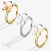 Anti Stress Anxiety Rotatable 925 Silver Zircon Flower Butterfly Opening Ring Women Spinner Fidget Gold Color Fashion Jewelry 4