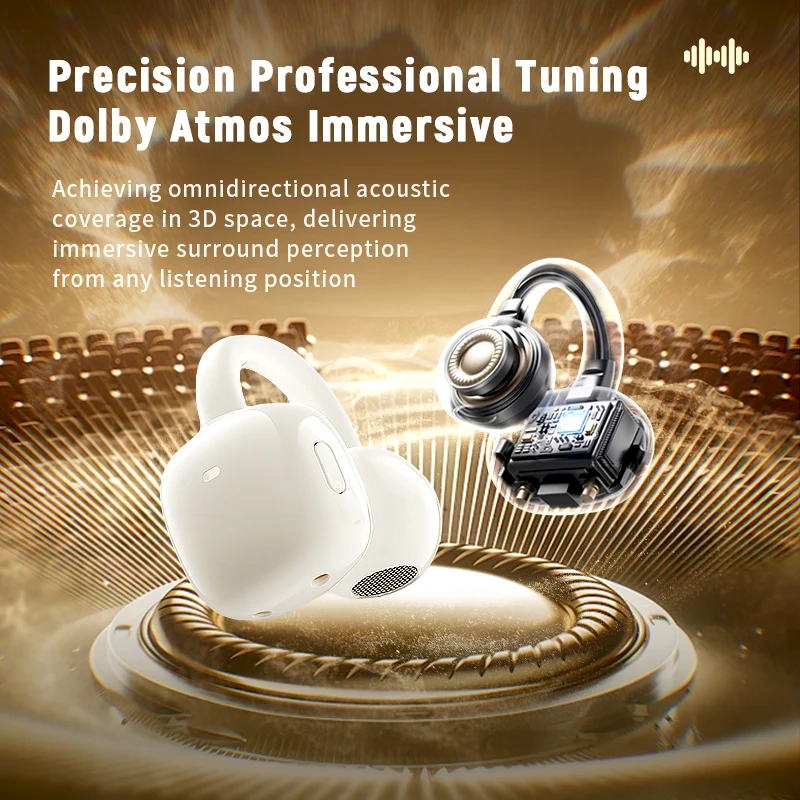 Wireless Ear Clip Earbuds with Surround Sound and Noise Reduction