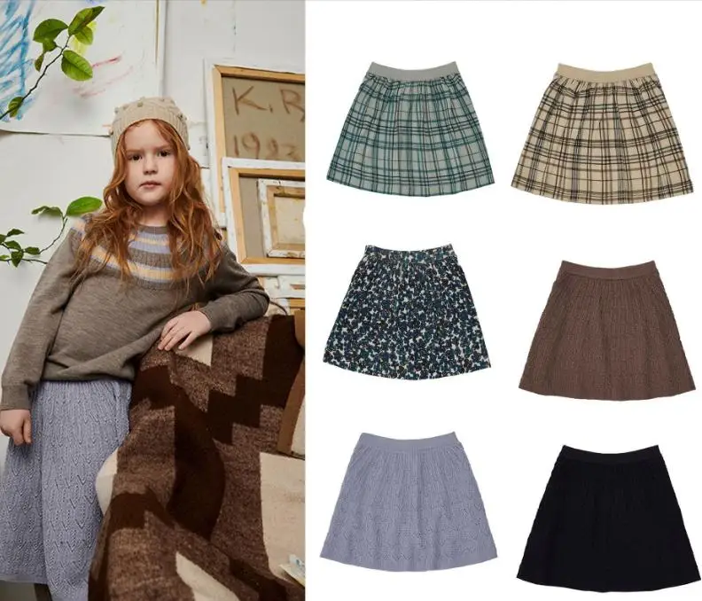 

High Qualiy Girls Kids Skirt FUB European American Wool Kintted Skirts Hollow Brand Baby Retro Children Clothes New Arrival