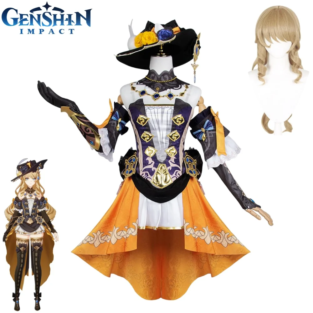 

Genshin Impact Navia Cosplay Costume Wig Hat Suits Women Dress Carnival Halloween Party Uniform Anime Game Costumes Outfits