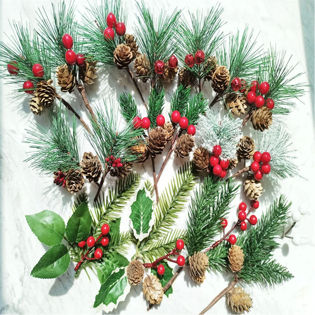 1/10pcs Artificial Pine Picks Berries Pinecones Christmas Flower, Christmas  Floral Arrangements Christmas Floral Picks and Sprays Plastic Floral Picks