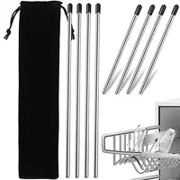 8 Pcs Drainer Wine Glass Rack Dishwasher Holder for Bottles Rod Insert Stainless Steel Support Travel Drying 2