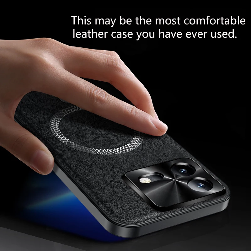 Magnetic Elegant Leather Wear-Resistant Lens Cover with Non-Slip Grip Edge