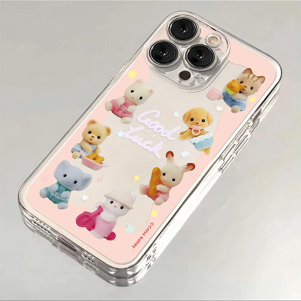 Vintage Bear Design Luxury Clear Phone Case