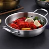 Stainless Steel Cookware Saucepan Dry Pots with Handle Home Cooking Paella Pan Seafood Rice Pot Picnic Snack Plates 4