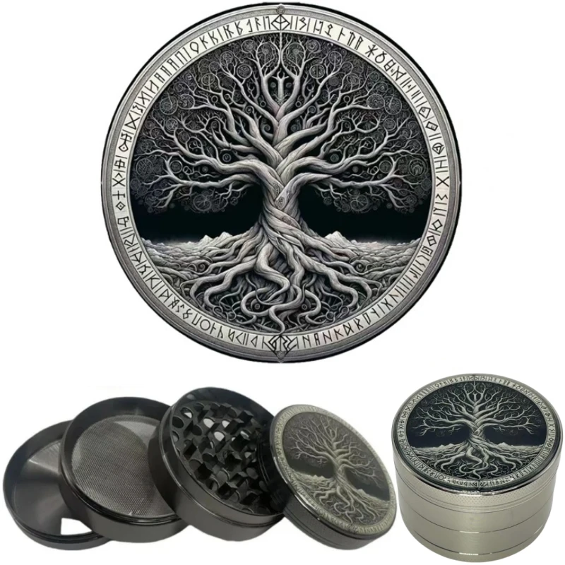 Nut Spice Grinder Herb Grinder Herb Spice Grinder 6.3cm Metal Tree Manual Herb Hemp Grinder Spice Pepper Mill Mortar Smoking Cigarette Accessories Raw Grass Tobacco Crusher Tools
