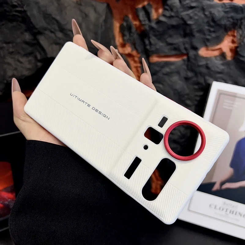 Luxury Textured Red Camera Frame with Shockproof Cover Design