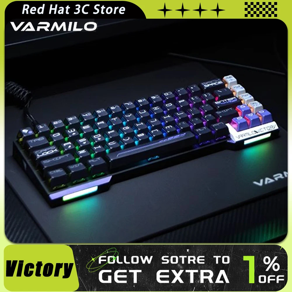

Магнитный переключатель Varmilo Vyu67 Victory, клавиатура из алюминиевого сплава с быстрым запуском, 8000 Гц, механическая клавиатура RGB, меняющий цвет