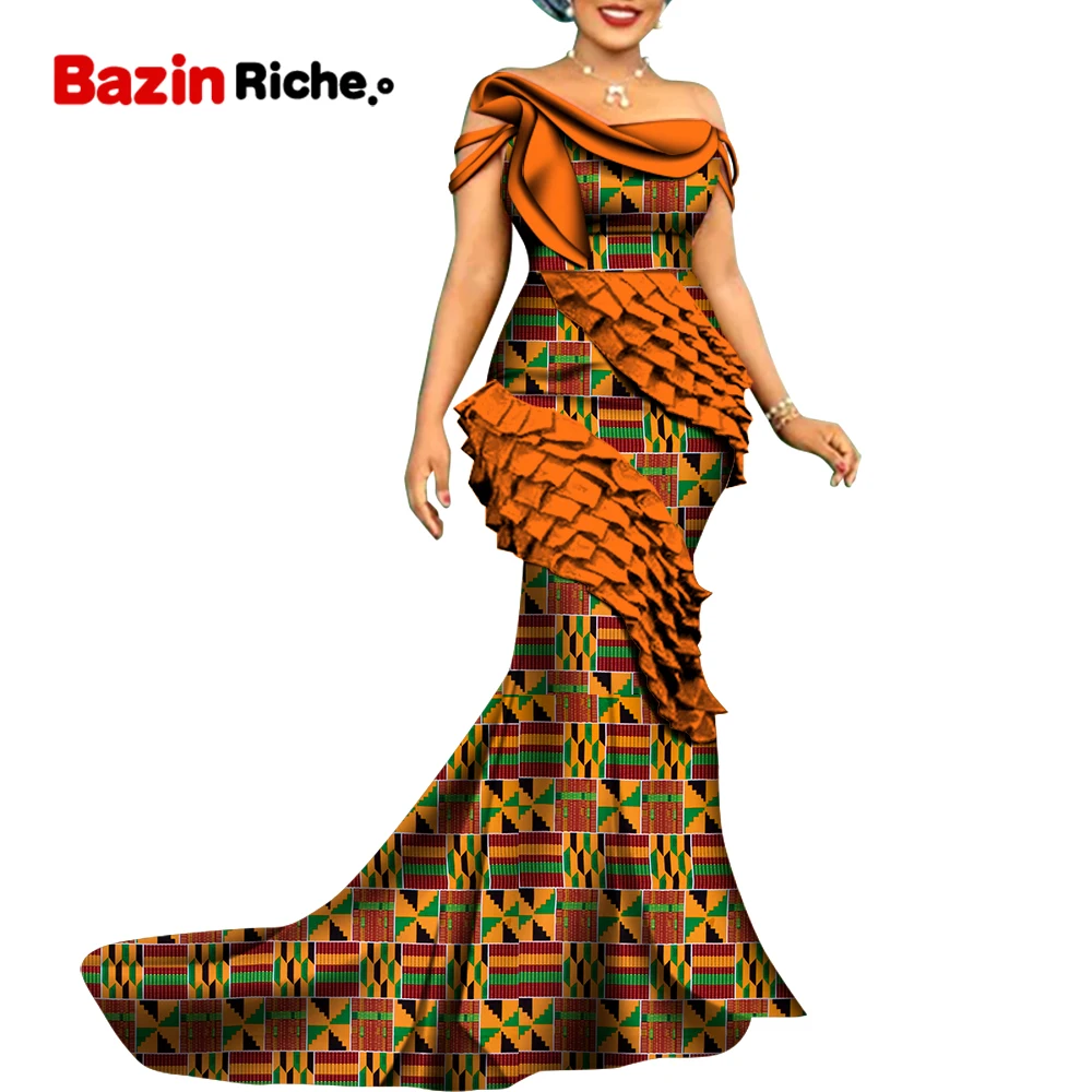 African Print Dresses Elegant Lady Party Wedding Floor-length Plus Size Clothing for Women 3XL 4XL 5XL WY8806 Africa Clothing Africa Clothing