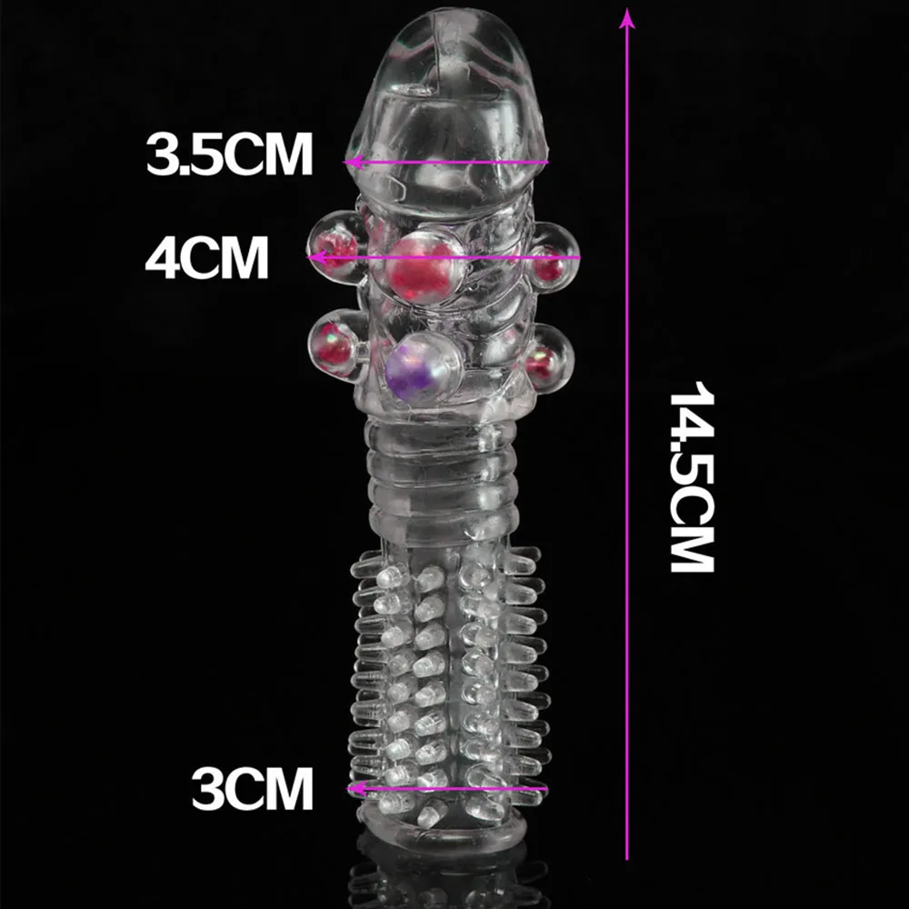 Male Sex Toys Reusable Penis Sleeve Dotted Beads Cock Ring Cover