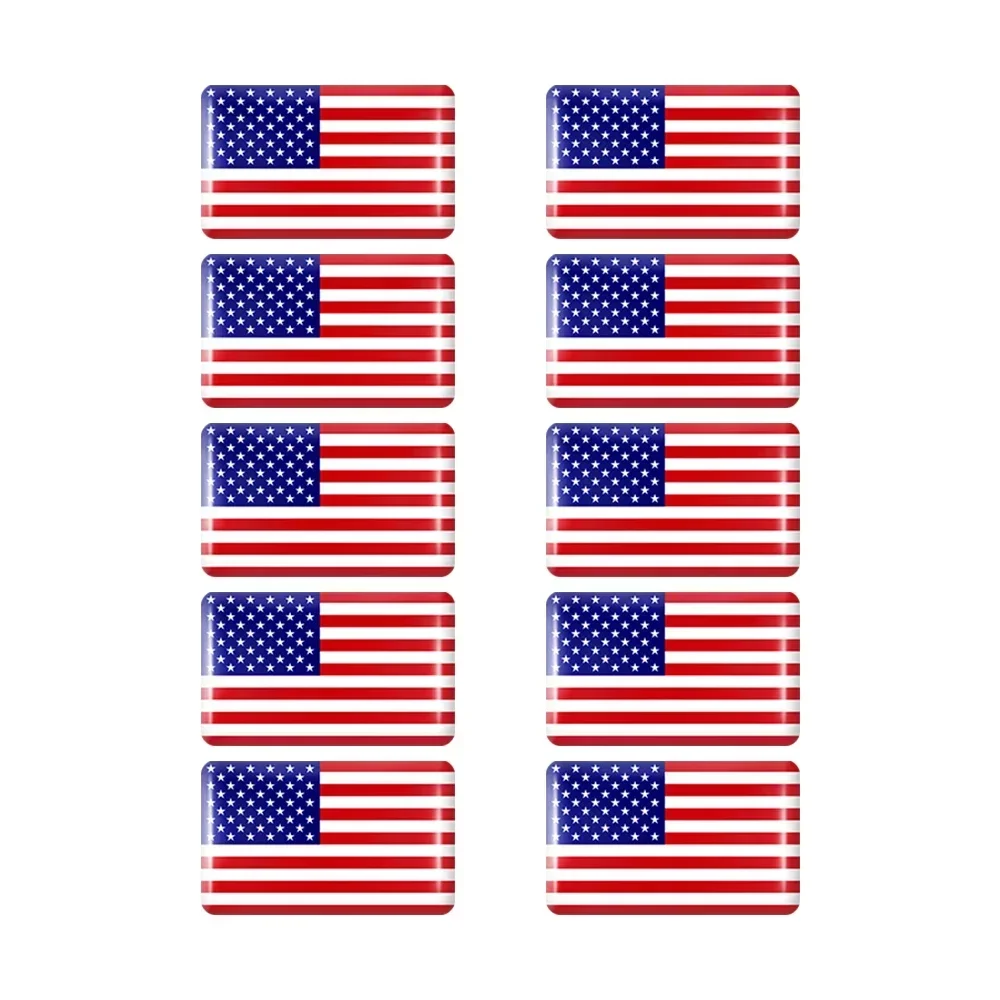 10pcs Epoxy Flag Car Stickers Set